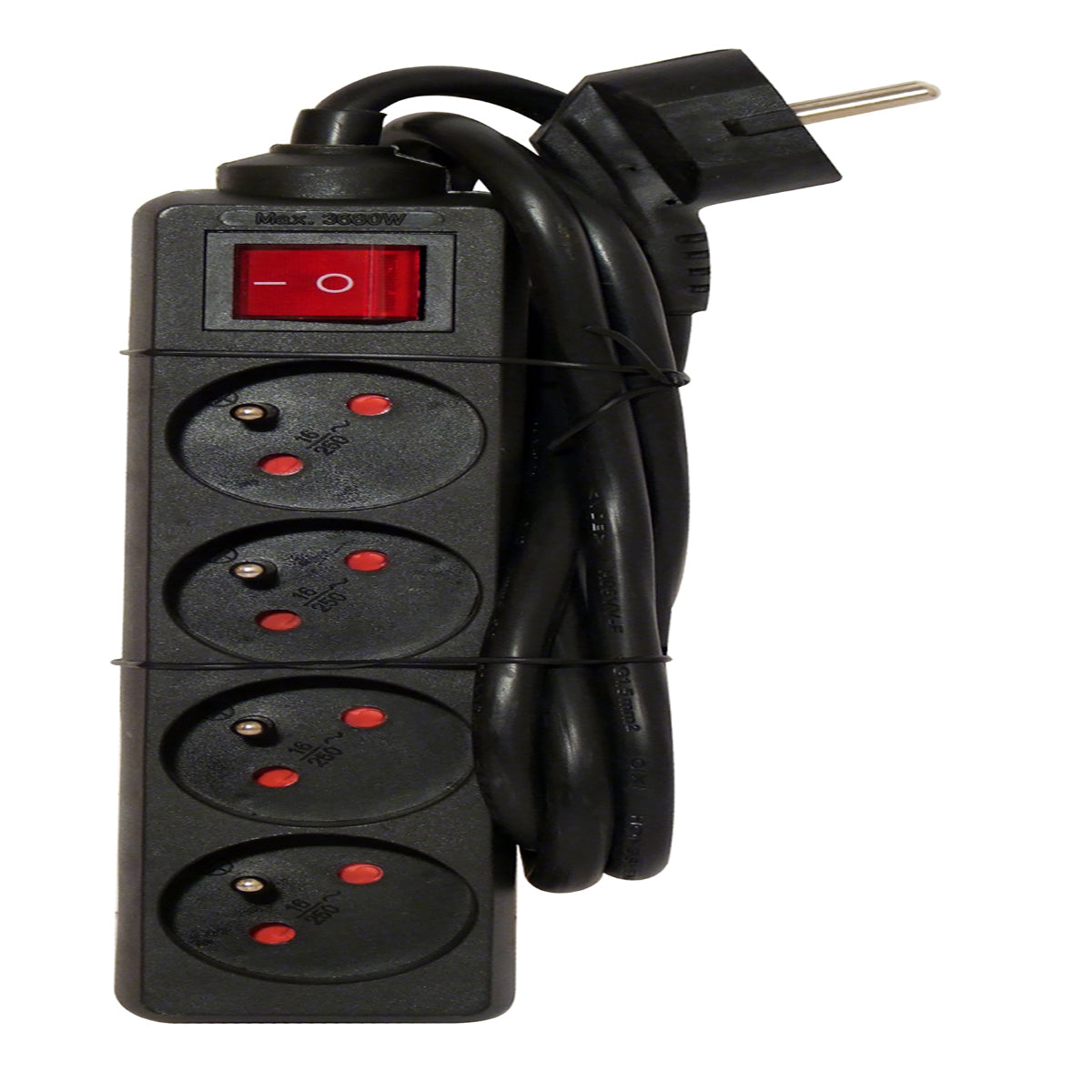 Multiprise 16A + interrupteur - 1,5 m - noir - Chacon