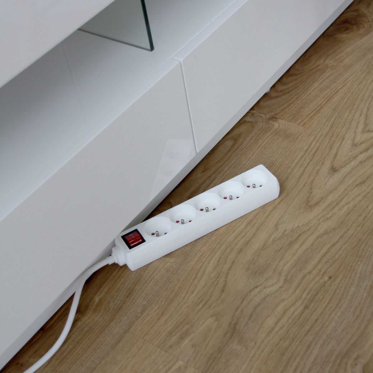 Bloc multiprise 5x16A - 3500W - câble H05VV-F 3x1,5mm² - 3m - Blanc - Chacon