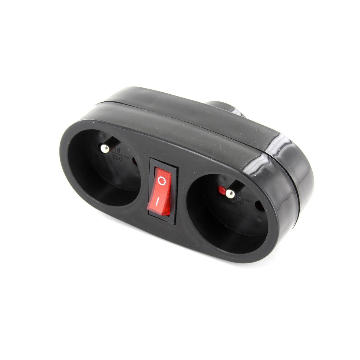 Biplite domino 2x16A + interrupteur anthracite - Dio