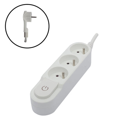 Multiprise Design 3x16A + interrupteur et fiche plate - Chacon