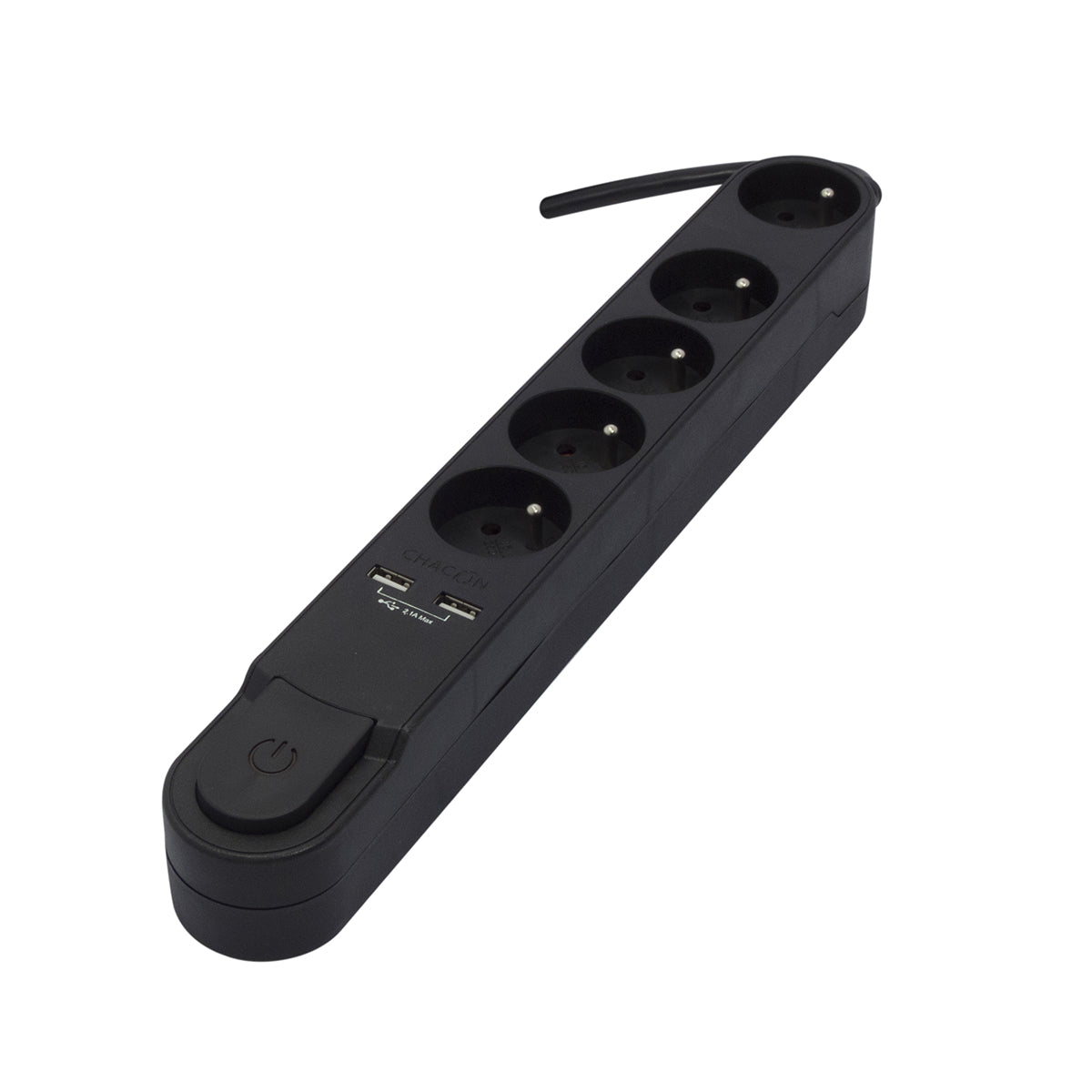 Bloc multiprise Design noir 16A + 2xUSB - Chacon