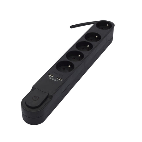 Bloc multiprise Design noir 16A + 2xUSB - Chacon