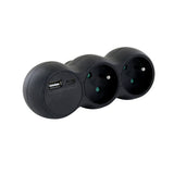 Domino 2x16A + USB-A/C - Noir - Chacon