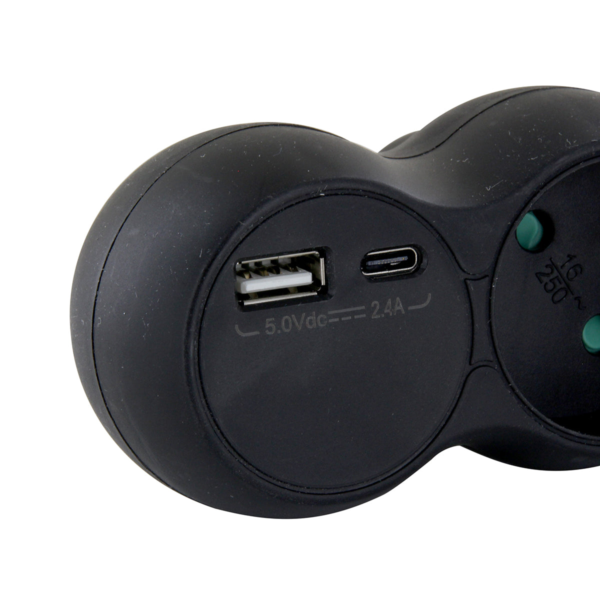 Domino 2x16A + USB-A/C - Noir - Chacon