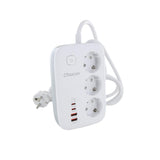 Multiprise compacte 3 prises + 4 ports USB - Quick Charge - Chacon