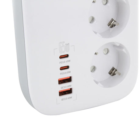 Multiprise compacte 3 prises + 4 ports USB - Quick Charge - Chacon