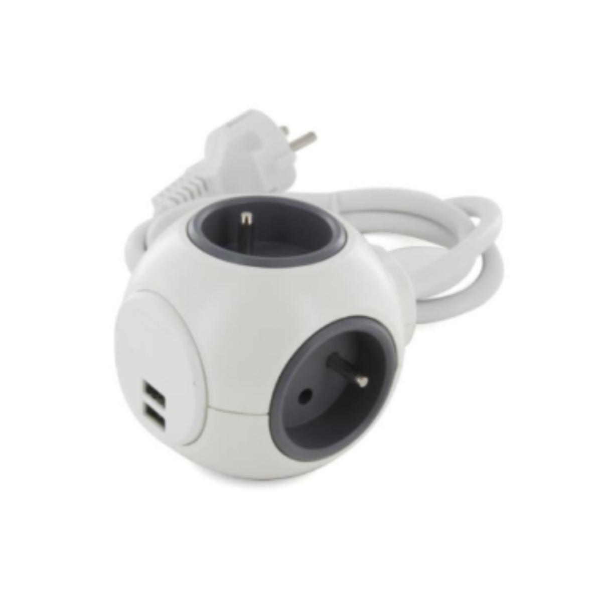 Bloc multiprise PowerBall 4x6A + 2 USB - Chacon