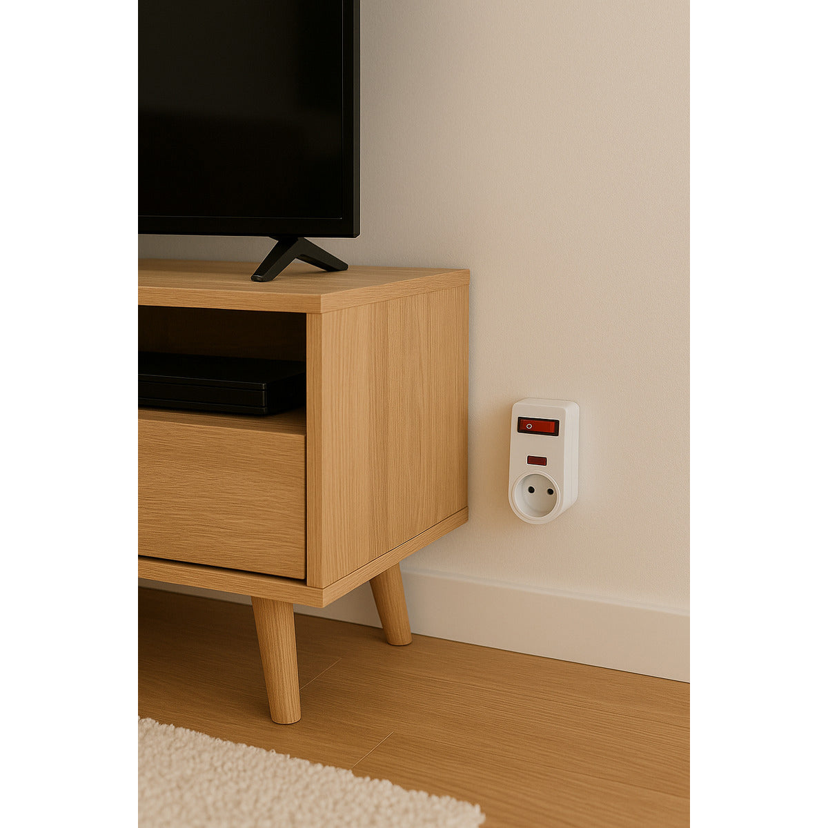 Prise parafoudre 1x16A 3500W 250V - Blanc - On/Off - Chacon