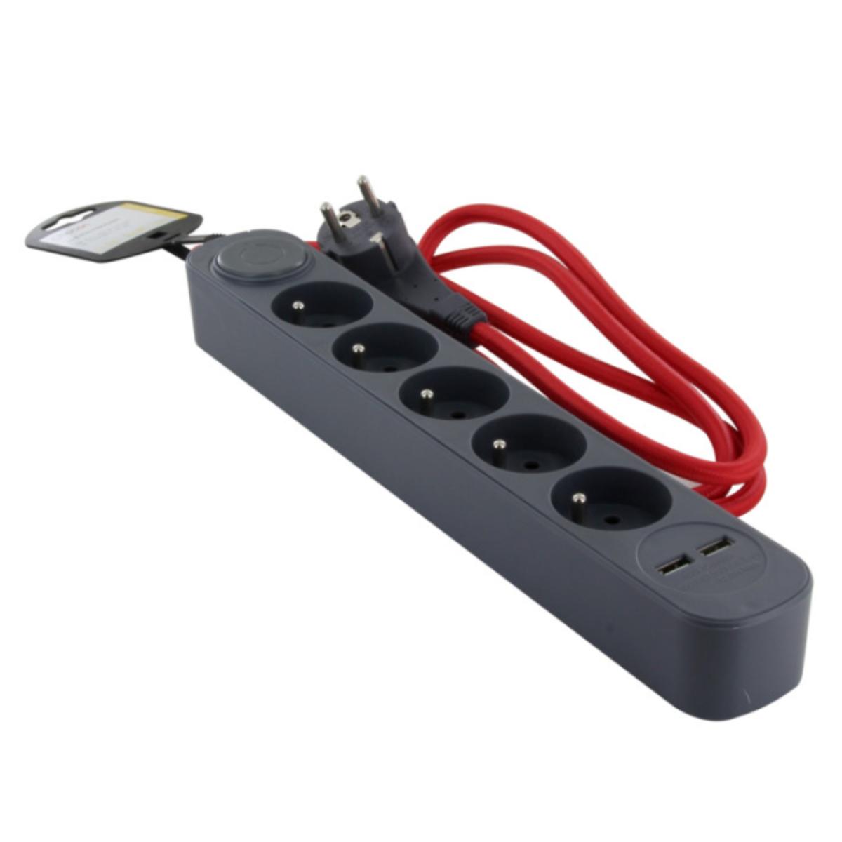 Bloc multiprise 5x16A + 2 USB + interrupteur - Chacon