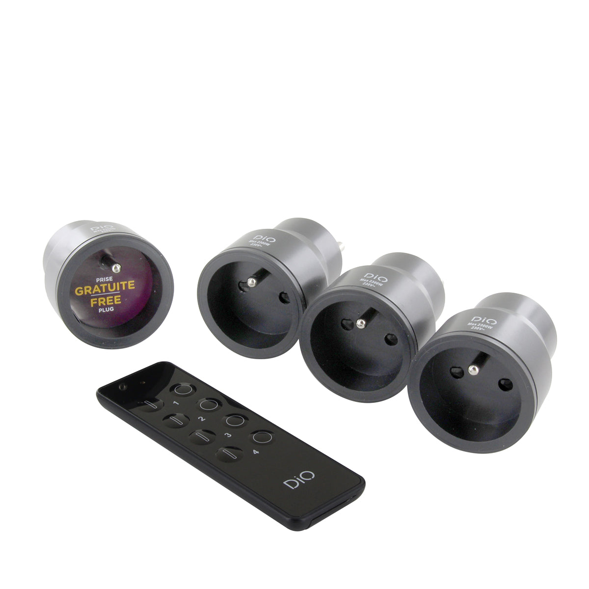 Kit 4 prises nano On/Off + télécommande - anthracite - Chacon