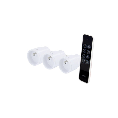 Set de 3 mini prises nano On/Off + télécommande - 2300W - Blanc et Noir - DiO