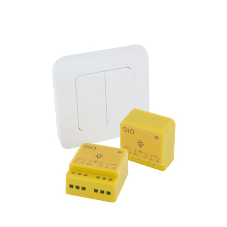 Set de 2 modules d'éclairage + interrupteur double sans fil - 1000W - Jaune - DiO