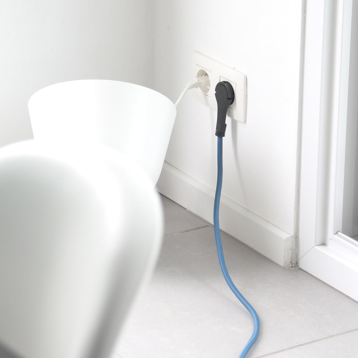 Prolongateur textile prise FR - fiche plate - Chacon