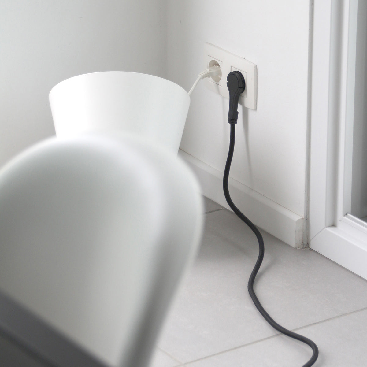 Prolongateur textile prise FR - fiche plate - Chacon