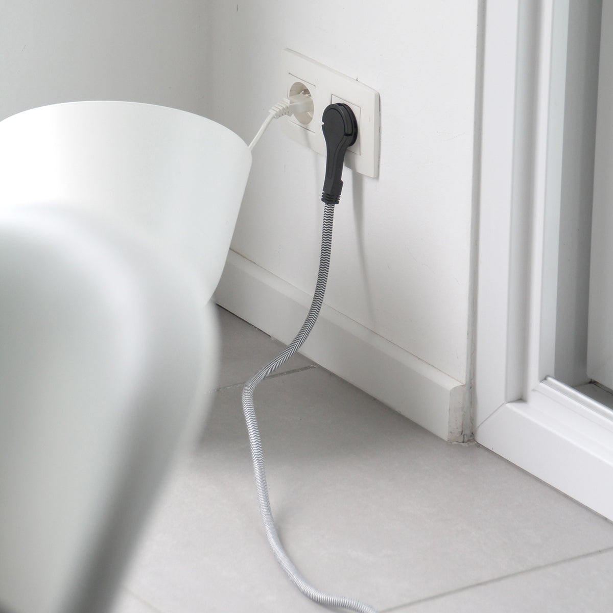 Prolongateur textile prise FR - fiche plate - Chacon