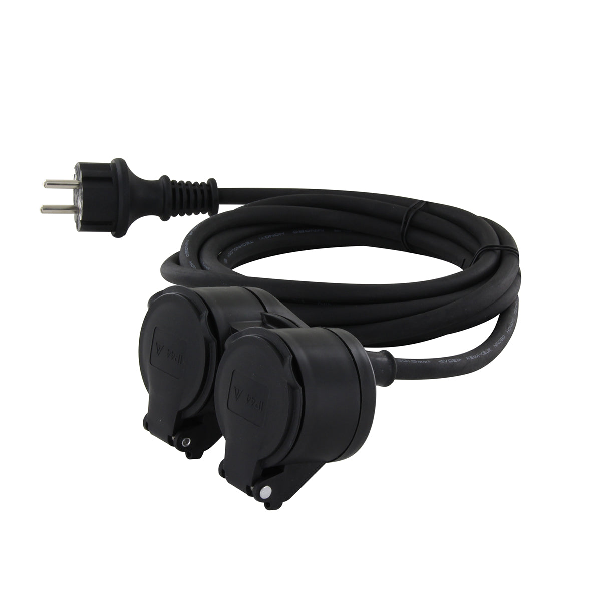 Prolongateur Schuko double tête - IP44 - Chacon
