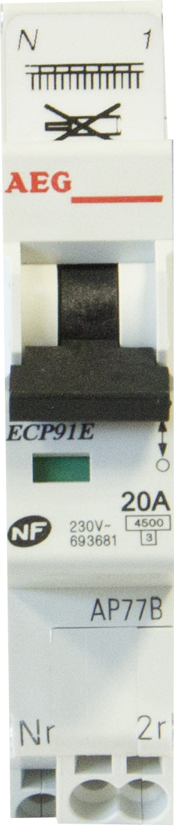 Disjoncteur à connexion automatique PH/N 4,5KA Type AC - AEG