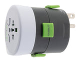 Adaptateur prise voyage universel avec port USB - compatible avec +195 pays USA/Asie/UK - Vert - Q2 Power