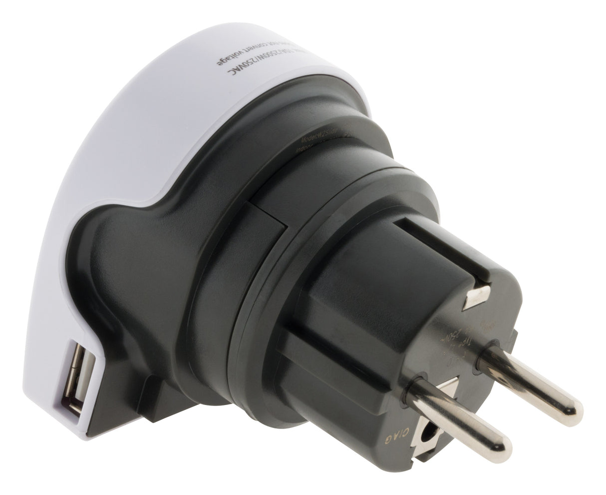 Adaptateur prise voyage universel 5en1 - 100 pays USA/Asie/UK - Blanc - Q2 Power