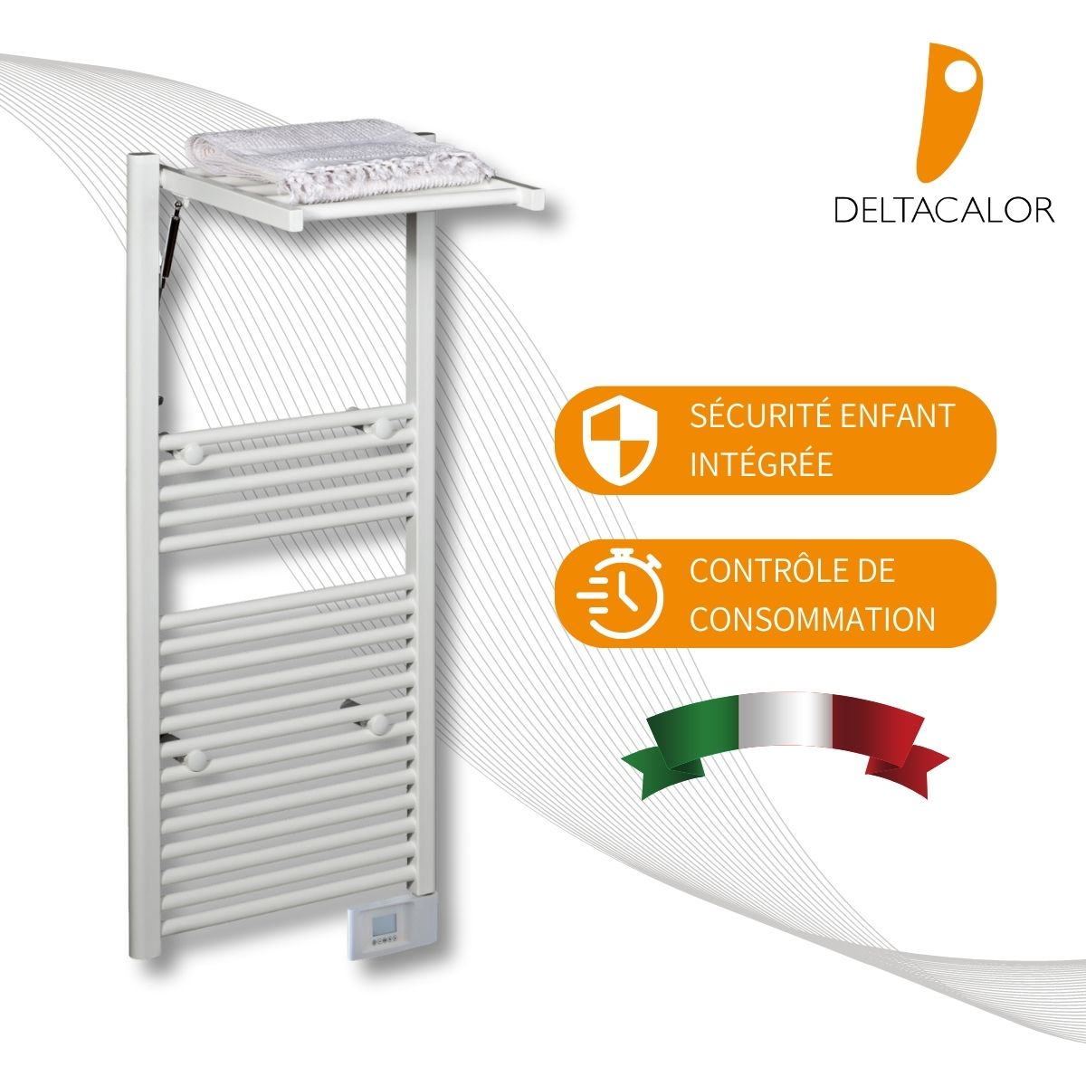 Sèche-serviette inertie fluide - 500/750W - Deltacalor