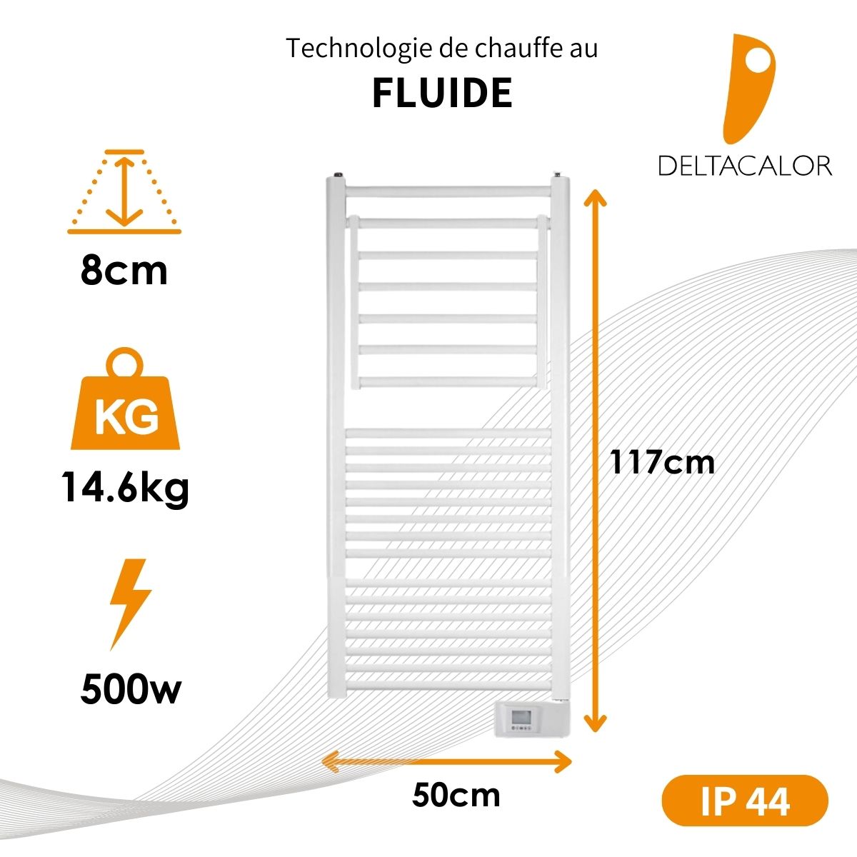 Sèche-serviette inertie fluide - 500/750W - Deltacalor