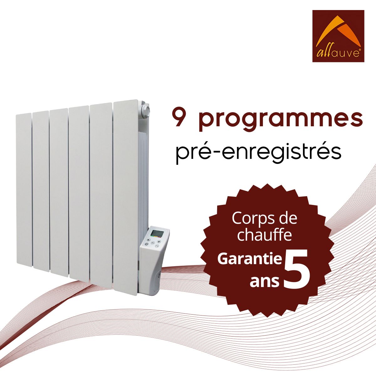 Radiateur - Inertie fluide - Fonction ASC - Programmable - Détecteur de fenêtre ouverte - Blanc - Adda Allauve