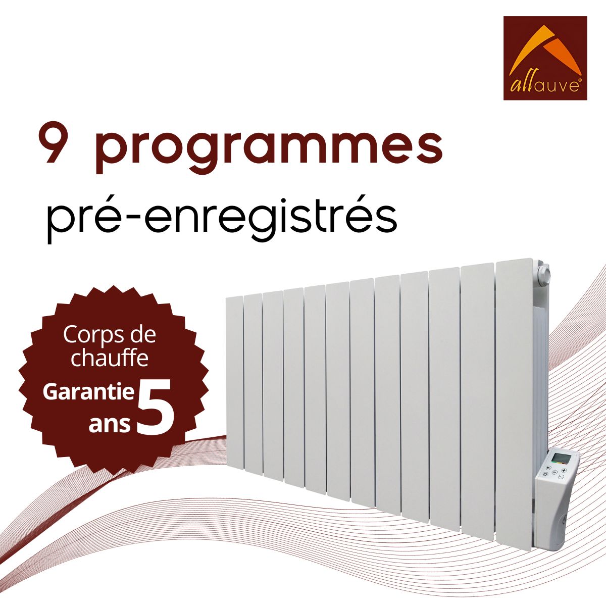 Radiateur - Inertie fluide - Fonction ASC - Programmable - Détecteur de fenêtre ouverte - Blanc - Adda Allauve