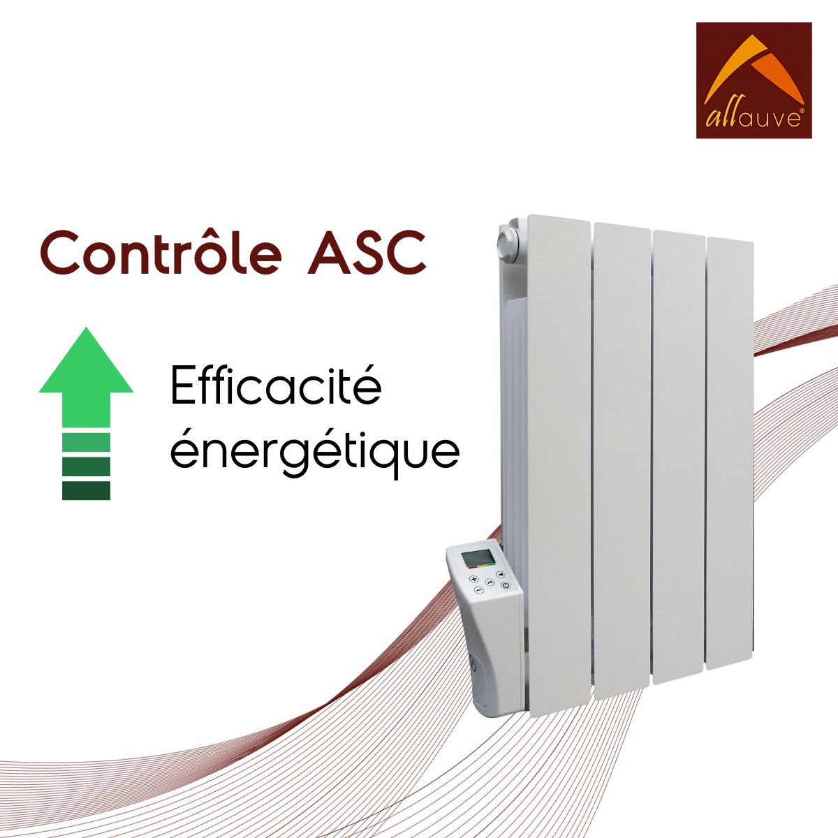 Radiateur - Inertie fluide - Fonction ASC - Programmable - Détecteur de fenêtre ouverte - Blanc - Adda Allauve