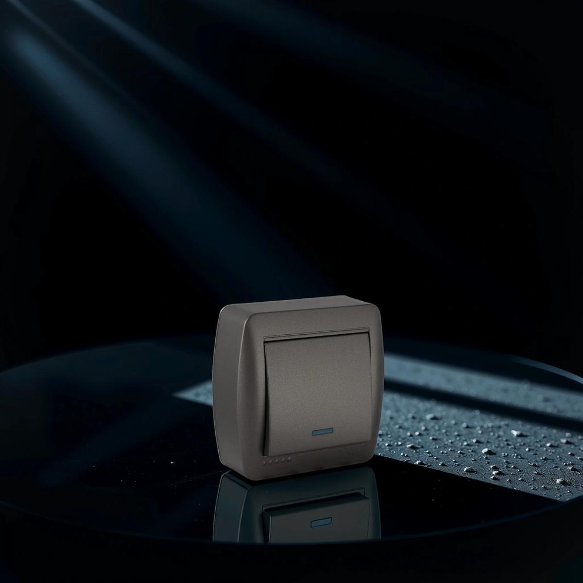 Interrupteur va et vient voyant lumineux saillie - Noir graphite - Solera