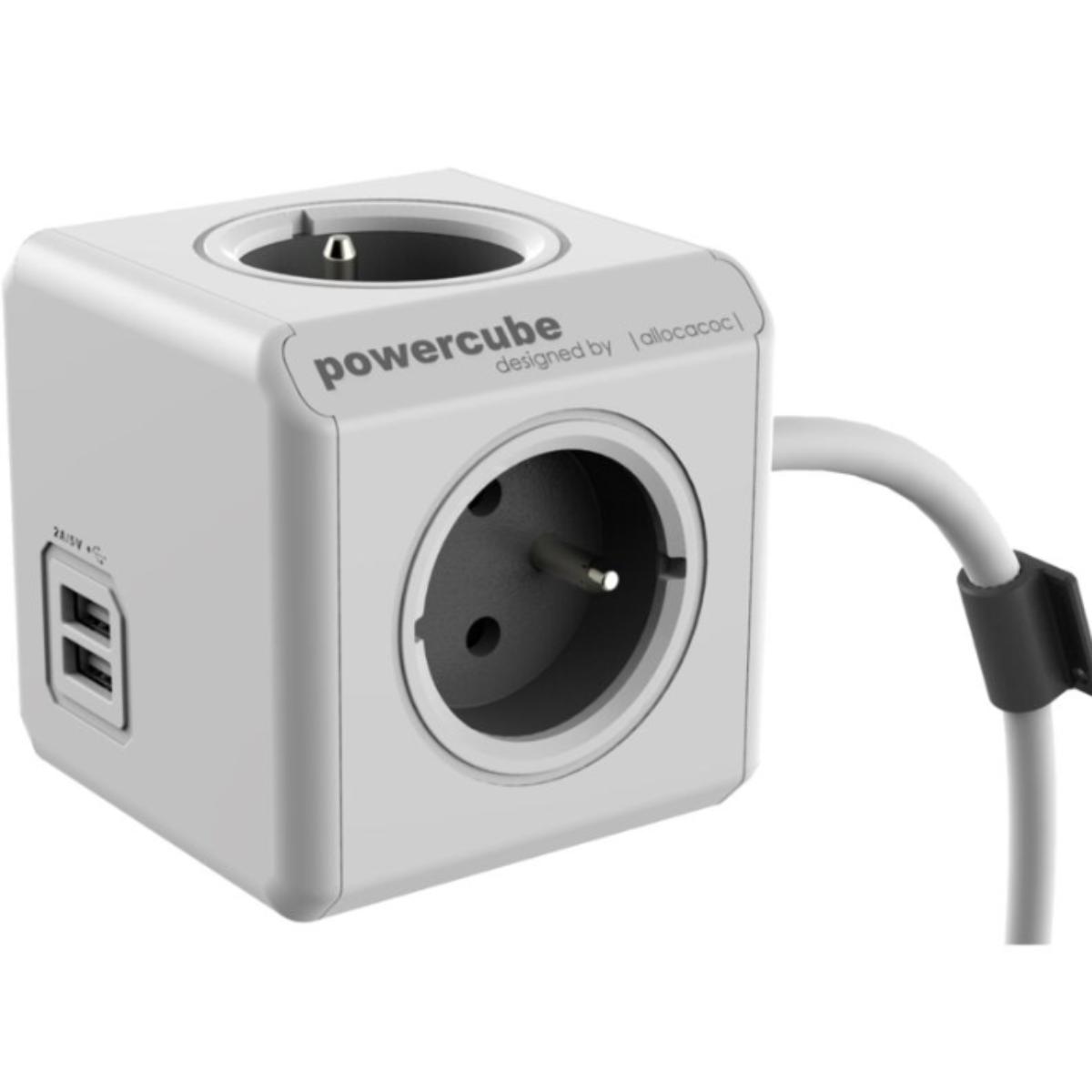 Bloc multiprise Powercube 3 prises + 2 ports USB - Chacon